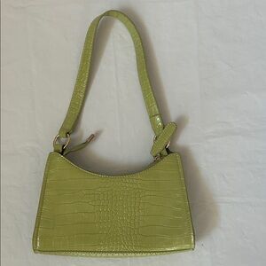 Chico's Green Crocodile-Embossed Shoulder Bag